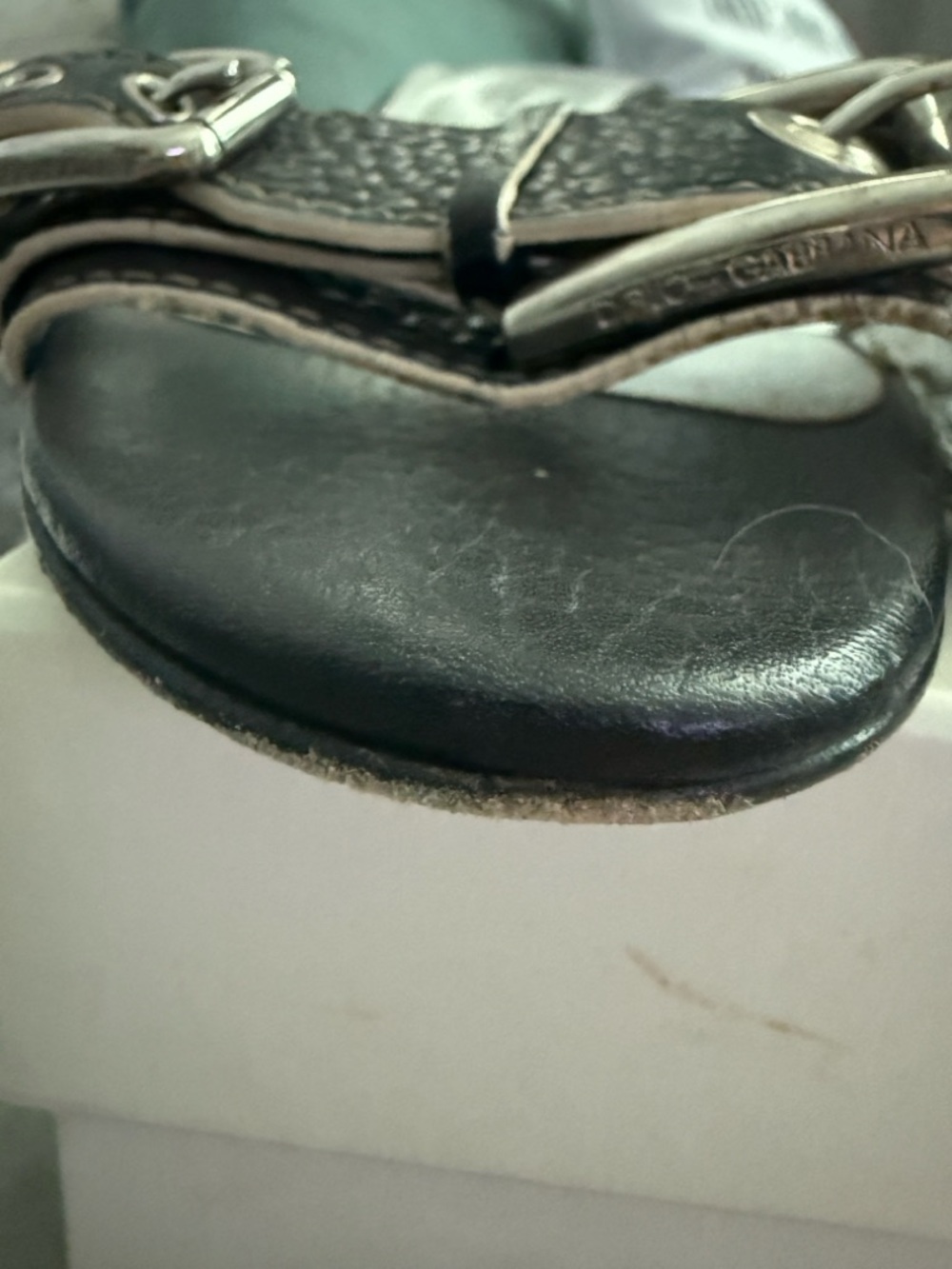 Dolce & Gabbana Black Leather Buckle Mules - Picture 8 of 11
